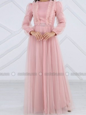 لباس عقد توری صورتی