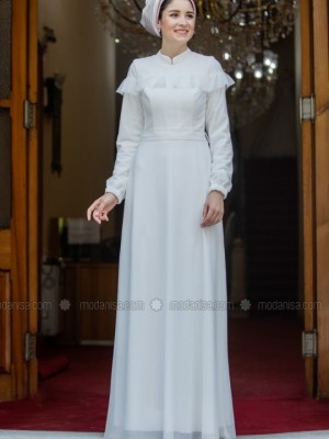 لباس عقد ساده سفید 1