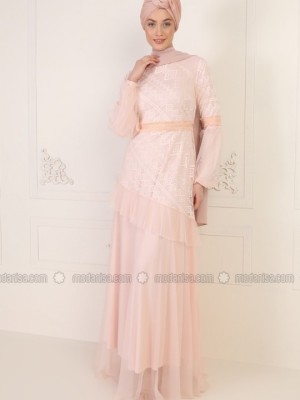 لباس عقد توری صورتی 1