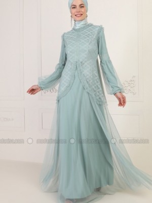 لباس عقد توری آبی