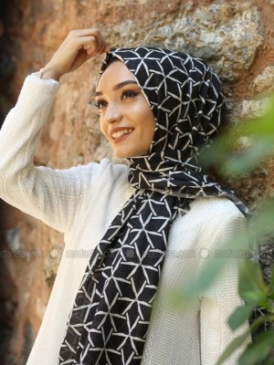 شال طرحدار مشکی 1