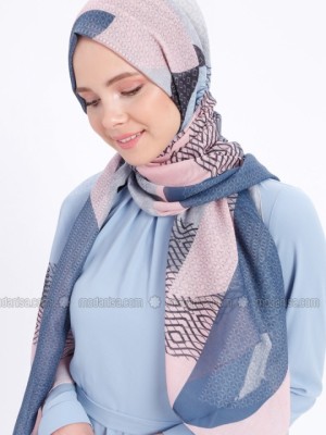 شال طرحدار آبی