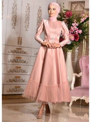 لباس عقد ساتن صورتی