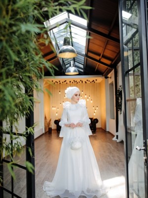 لباس عقد توری سفید 2