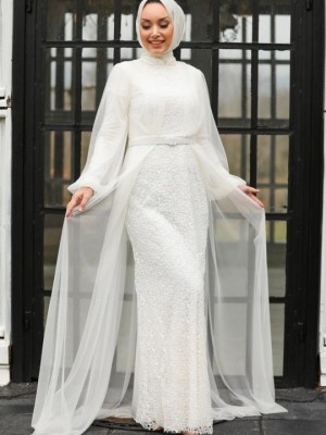 لباس عقد توری سفید 3