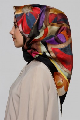 روسری ابریشمی رنگی رنگی 1
