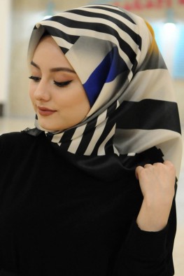 روسری راه راه مشکی