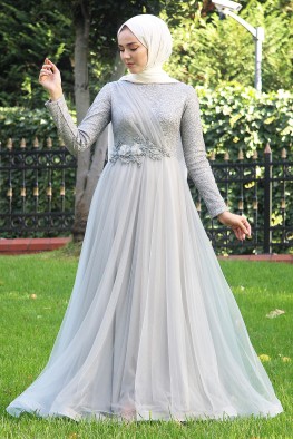 لباس عقد توری طوسی