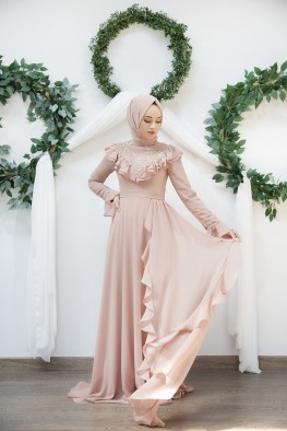 لباس عقد چین دار صورتی