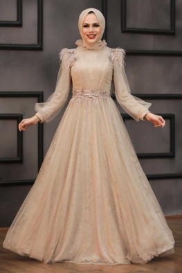 لباس عقد توری بژ