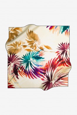 روسری ابریشمی طرحدار کرم