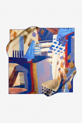 روسری ابریشمی آبی کرم