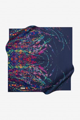 روسری ابریشمی گلدار سرمه ای