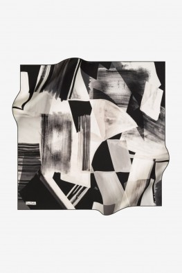 روسری ابریشمی سفید مشکی