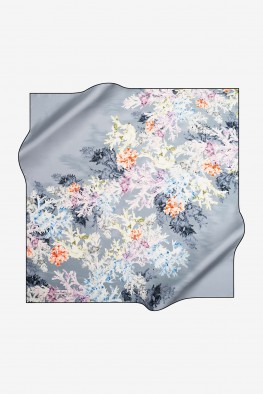 روسری ابریشمی طرحدار طوسی