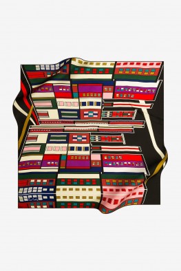 روسری ابریشمی طرحدار مشکی 1