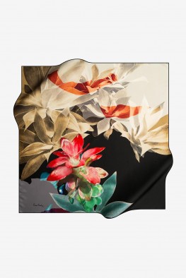 روسری ابریشمی طرحدار مشکی 2