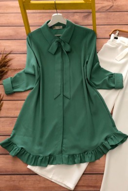 مانتو چین دار سبز