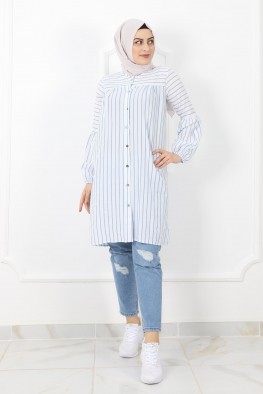 مانتو راه راه سفید