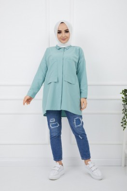 مانتو ساده سبزآبی