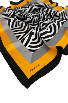 روسری ابریشمی طوسی زرد