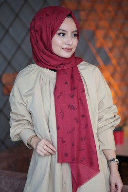 شال نخی طرحدار زرشکی