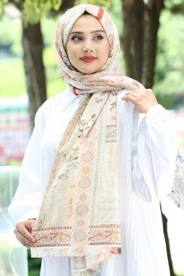 شال نخی طرحدار کرم