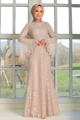 لباس عقد گیپوردار کرم کد 3813825