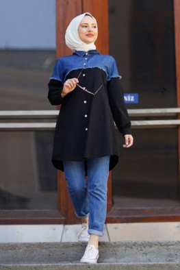 مانتو جین دو رنگ کد 3815597