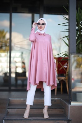 مانتو ساده صورتی کد 3815643