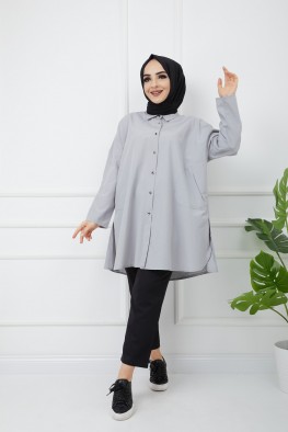 مانتو ساده طوسی 3816938