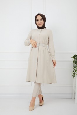 مانتو ساده کرم کد 3816948