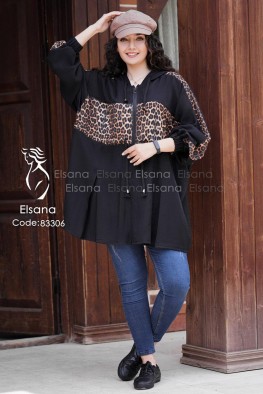 مانتو مدل سونار مشکی پلنگی کد 3821107