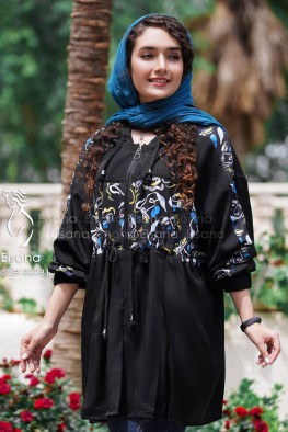 مانتو مدل سونار مشکی آبی کد 3821561