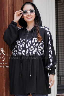 مانتو مدل سونار مشکی سفید کد 3821575