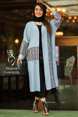 مانتو مدل دریتا آبی طوسی کد 3822429