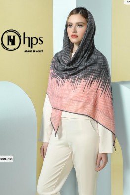 روسری گارزا دست دوز طوسی صورتی کد 3832684