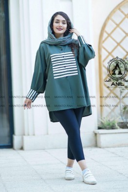 مانتو مدل پیراهنی خطی کد 3836546