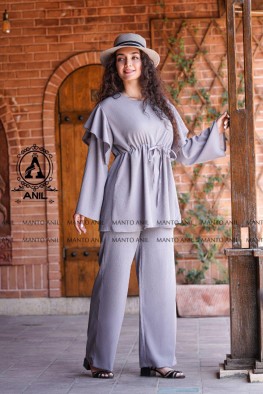 مانتو شلوار آستین حلزونی کد 3846027