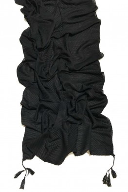 شال مشکی پلیسه منگوله دار کد 3880699