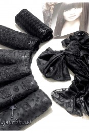 شال مشکی مخمل طرحدار کد 3885029