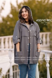 مانتو پاییزه مدل پينار كلاه دار دخترانه کد 3905350