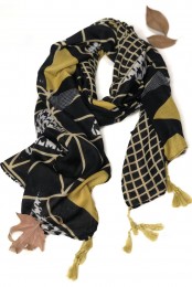 شال پاییزه کشمیر وول طرح پیچازی خطی کد 3910556