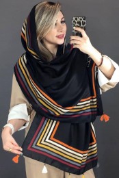 شال نخی پاییزه ساده حاشیه لاینی منگوله دار کد 3921544