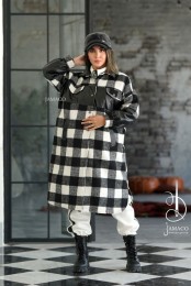 مانتو پاییزه مدل هانیتا مشکی سفید کد 3924589