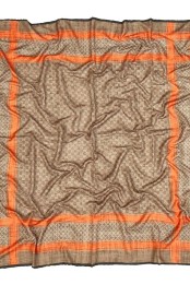 روسری نخی پاییزه طرح گوچی نسکافه ای نارنجی
