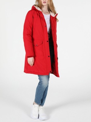 کاپشن ترک کلاه دار قرمز کد 3966592