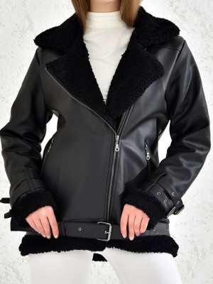 کاپشن ترک کرک دار مشکی کد 3967405