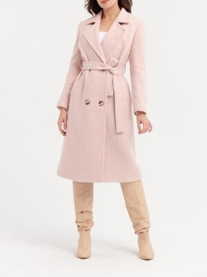 پالتو ترک بلند کمردار صورتی کد 3972068