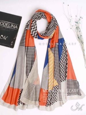 شال نخ موهر دو رو آبی نارنجی کد 3974220